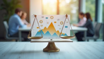 Visual metaphor of balancing seasonal demand with automation, showing calendar peaks, abstract workflow elements, and a composed team in a modern workspace