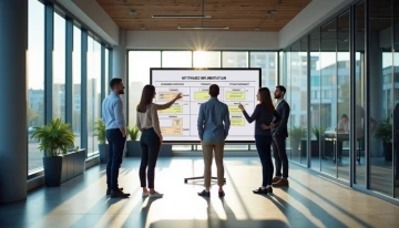 A team discussing AI integration plans in an office