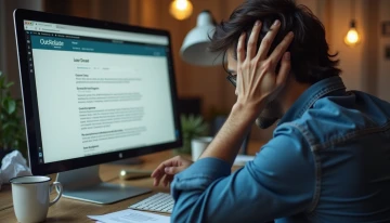 Outdated email template on a cluttered desk